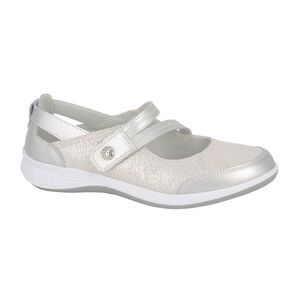 Boulevard Womens/Ladies Sparkle Suede Touch Fastening Bar Shoes / Silver